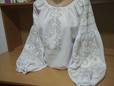 Vyshyvanka Embroidered Ukrainian Blouse white Sorochka Tradition shirt Any size