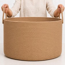Gro&szlig;er Aufbewahrungskorb Kinderzimmer Baumwolle Honig Faltbar Griff 50x33cm