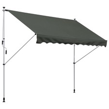 Image of Outsunny 3x1.5m Manual Retractable Awning Grey Adjustable Patio Canopy UV