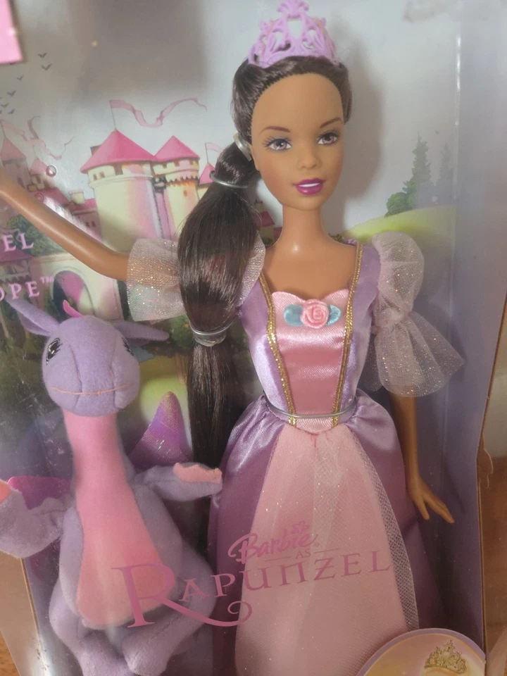 2003 Fairy Tale Collection DARK HAIR Barbie Rapunzel & Penelope #B5827-RARE NRFB - Image 3 of 4