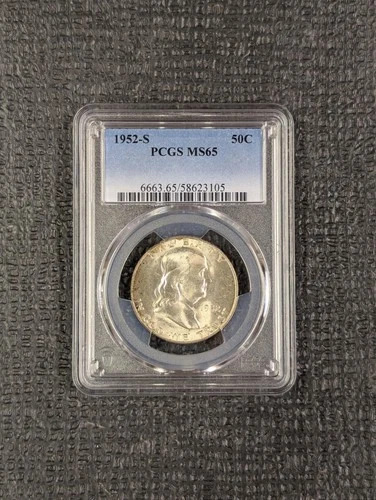 1952-S MS 65  Franklin Half Dollar - PCGS 50c - Great Original Mint Luster
