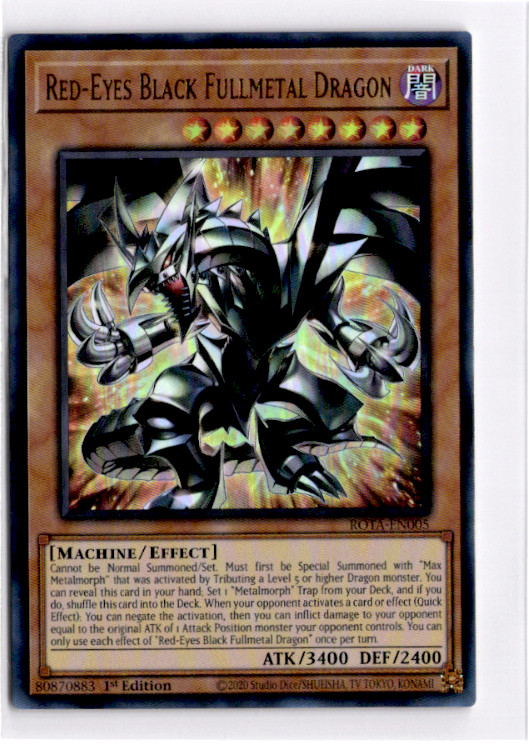 Red-Eyes Black Fullmetal Dragon ROTA-EN005 YuGiOh Rage of the Abyss trading card — raw and PSA graded price guide