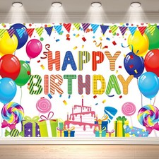 10x6.5 FT Happy Birthday Backdrop for Wall Colorful Birthday Party Decorations B