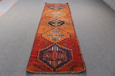 Vintage Turkish Rug 3,2x10,2 ft (96x312 cm), Herki Red Wool Rug