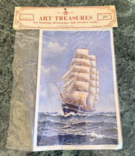 1970 Art Treasures Royal Coat Print The Euphrosyne Nautical Ship Vintage NOS
