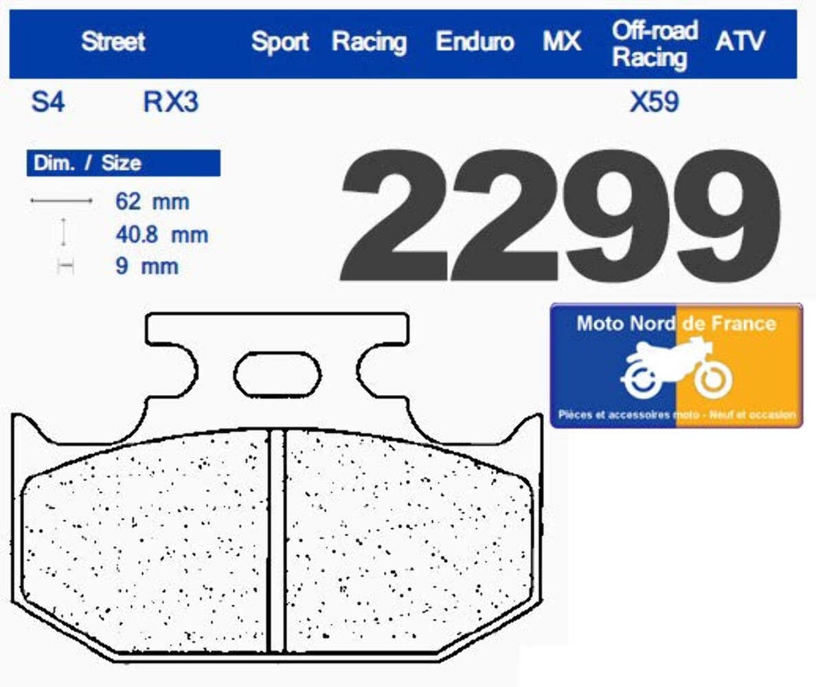 Plaquettes de frein Carbone Lorraine 2299 RX3 pour moto routière