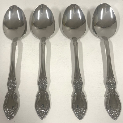 Set of 4 Vintage Oneida Plantation Community Stainless Soup Cereal Spoons 6 3/4''