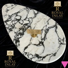 Calacatta Viola Marble Coffee Table Top,Organic Teardrop Shape Stone Slab 36x22"