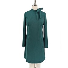 19899 Calvin Klein Bow Neck Shift Dress Green size 4 preppy Business casual fall