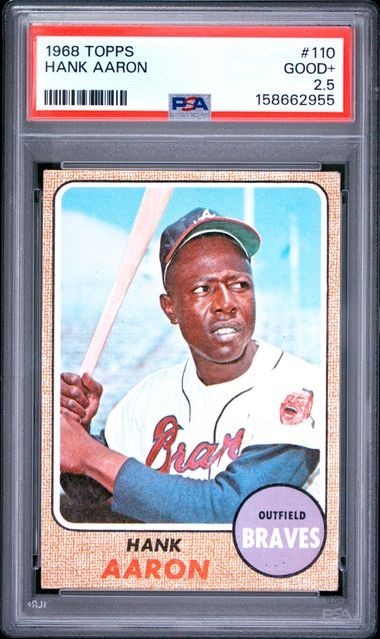 1968 Topps #110 Hank Aaron HOF PSA 2.5 GOOD+ Atlanta Braves Always Free Shipping