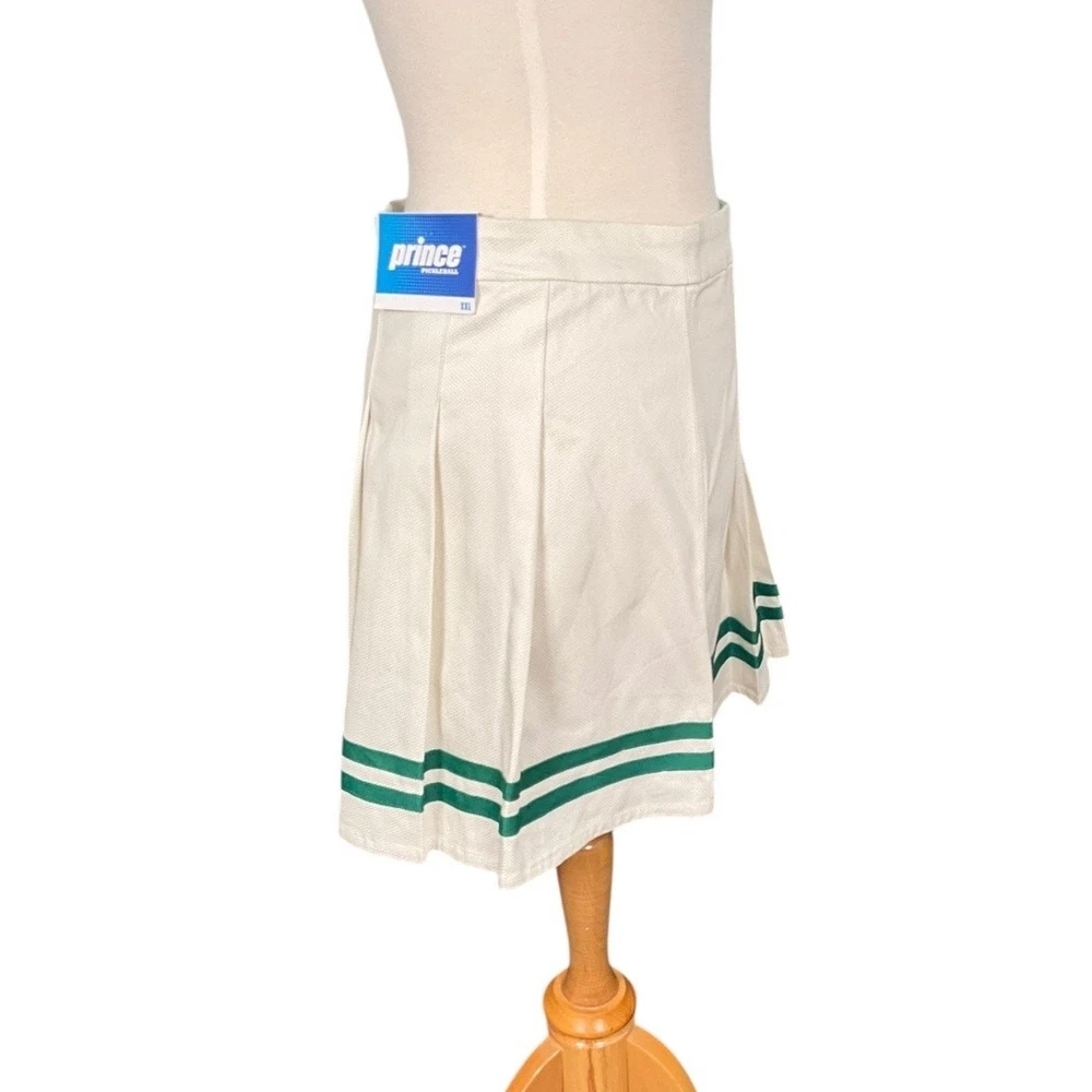 Prince Pickleball Tennis Skirt Off White Green Stripe 2X NWT Athletic Shorts Outdoor Sports