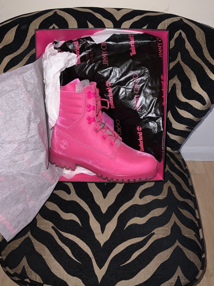 TIMBERLAND X JIMMY CHOO Leather Boots Pink Size UK