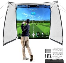 11x8ft Golf Simulator Hitting Net with Impact Screen, Heavy Duty Golf Range Cage