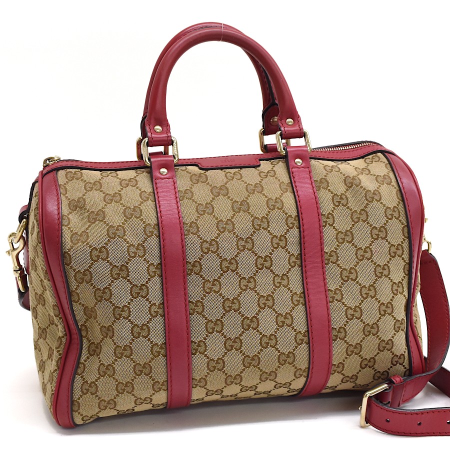 Gucci GG Canvas 2way Crossbody Bag Beige Red Gold Hardware 247205 Japan