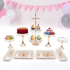 Gold Cake Stand 9Piece Set Cupcake Display Tower Dessert Holder Wedding Birthday