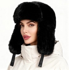 Trapper Hat with Ear Flaps - Winter Russian-Style Fur Pilot Ushanka, Windproof..