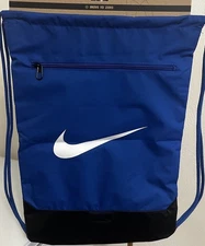 NIKE Soccer Brasilia Drawstring Cinch Sack, Gym Bag, Eco Swoosh Sport Pack BLUE