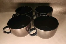 Four Pier 1 Black Oversized Jumbo Coffee Latte Soup Mug Mugs Set Korea