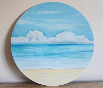 Gelassene Meereslandschaft OZEAN Gemälde Meer Öl Pastell Kunst zeitgenössische Kunst auf Leinwand