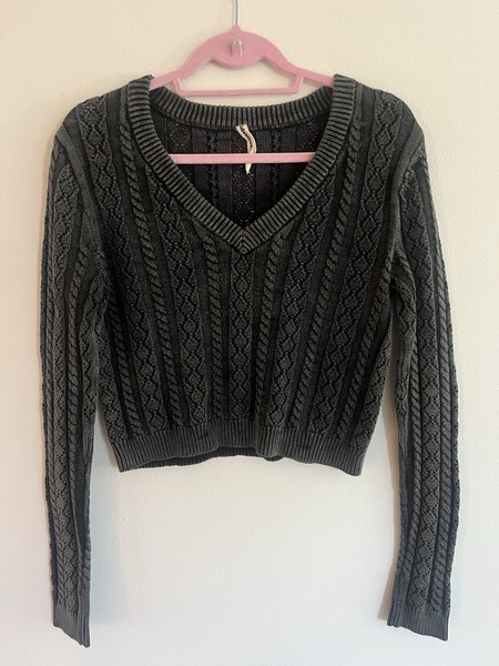 All About Eve Grey Knit V-Neck Long Sleeve Cotton Jumper Size 8