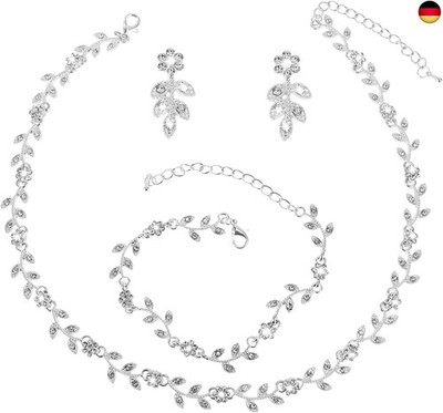 DIVINA VITAE Hochzeitsset mit Kristall-Strasssteinen für Damen, silberfarben,
