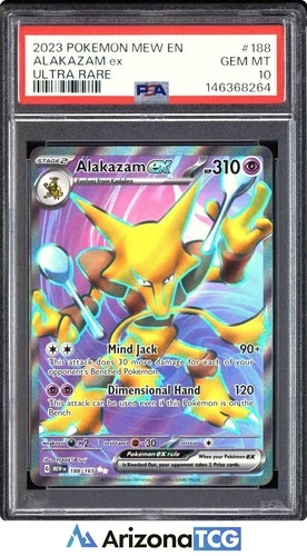 Pokemon 2023 Alakazam ex 188/165 Full Art Ultra Rare 151 GEM MINT PSA 10