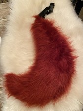 Furry Tail Faux Fur Red Maroon Fluffy W Elastic Belt - Roleplay Cosplay Costume