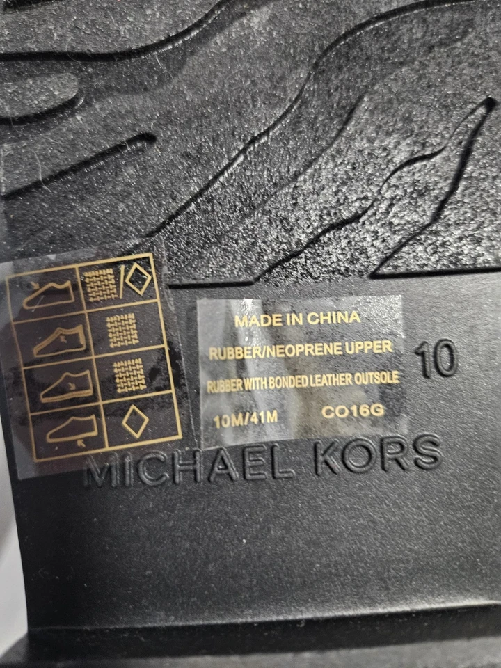 Bew sin caja Michael Kors Charm Stretch Neopreno Negro Y Gris Botas de Lluvia Talla 10 Foto 4 de 4