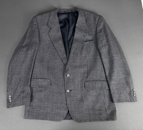 Versini 42R Silk Wool Blazer Grey Houndstooth Tailored Jacket 55% Silk 45% Wool