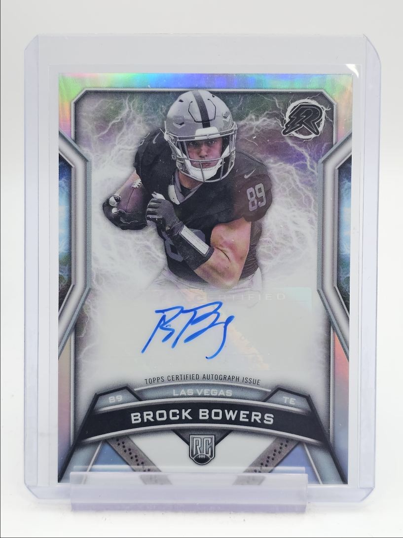 BROCK BOWERS 2024 TOPPS RESURGENCE ROOKIE REFRACTOR RC AUTO Q4616