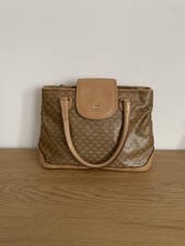 Sac Cabas Celine Vintage Toile Triomphe Macadam Beige Cuir Porté