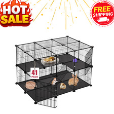 41 Panels Pet Playpen, 35.4" L x 23.6" W x 23.6" H Small Animal Playpen with 2 D