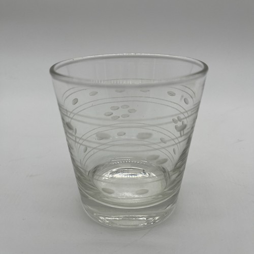 Vtg Old Fashion Etched  Rocks Glass 3 1/4 “ Tall Base 2 1/4 “