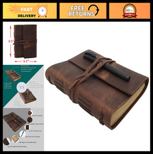 Vintage Leather Journal Notebook A5, 240 Lined Pages, Travel Diary, Rustic Brown