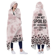 Spoiled Wife Fleece Wearable Blanket Hoodie - Valentines Day Gifts for Her Wi...