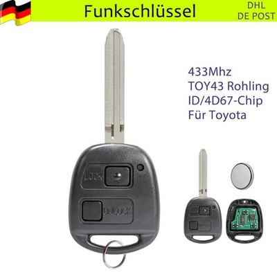 433MHz 2 Tasten Funk Schlüssel für TOYOTA Avensis Corolla Yaris Rav4 Yaris TOY43