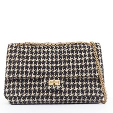 Chanel Reissue Houndstooth Tweed Gold Turnlock Bag Women Black One Size