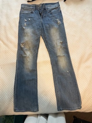 Express Women's Bootcut Jeans Mid Rise Stretch Distressed Blue Denim 4S