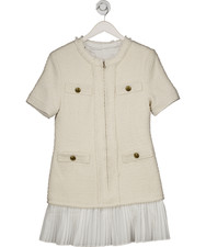 Bella Barnett White Crew Neck Tweed Mini Dress UK M