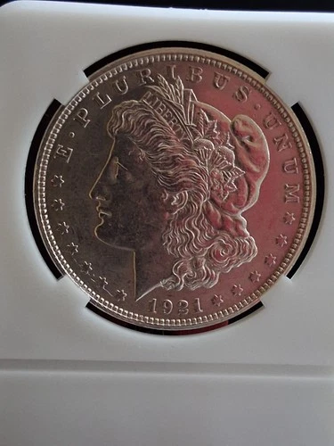 1921-D MORGAN SILVER DOLLAR NICE AU+ Beautiful Coin - Die Crack