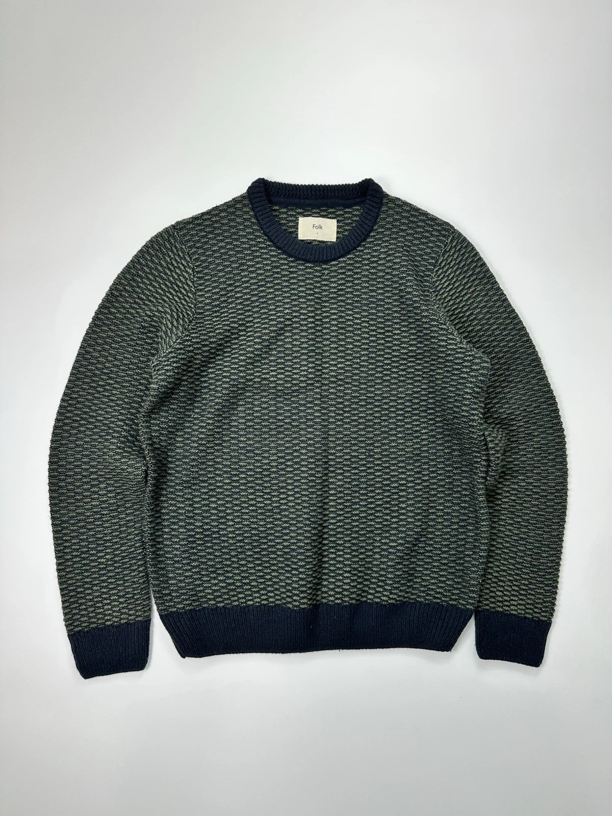 Folk Knit Sweater Men's M Size Green