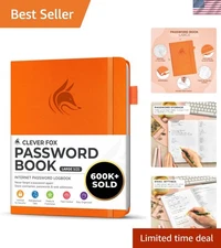 Faux Leather Password Organizer with Bookmark - Large A-Z Logbook for Web Logins