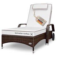 Sonnenliege Gartenliege Liege Liegestuhl Rattanliege Polyrattan Rattan Braun