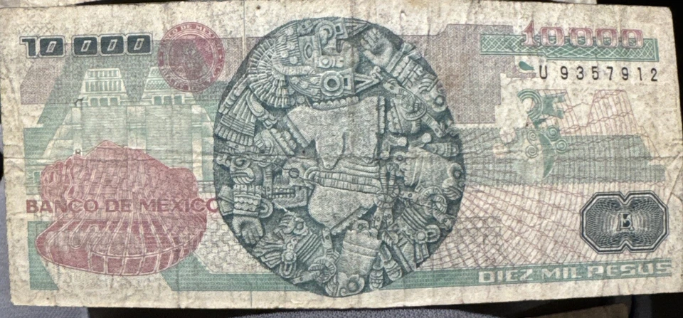 UM 1988 10.000 10000 Pesos México Lazaro Cardenas Ultra Raro SÉRIE NV PREFIXO F - Imagem 2 de 2