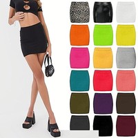 Womens Plain Stretch Bodycon Short Mini Office Ladies Pencil Skirt Size 8-26