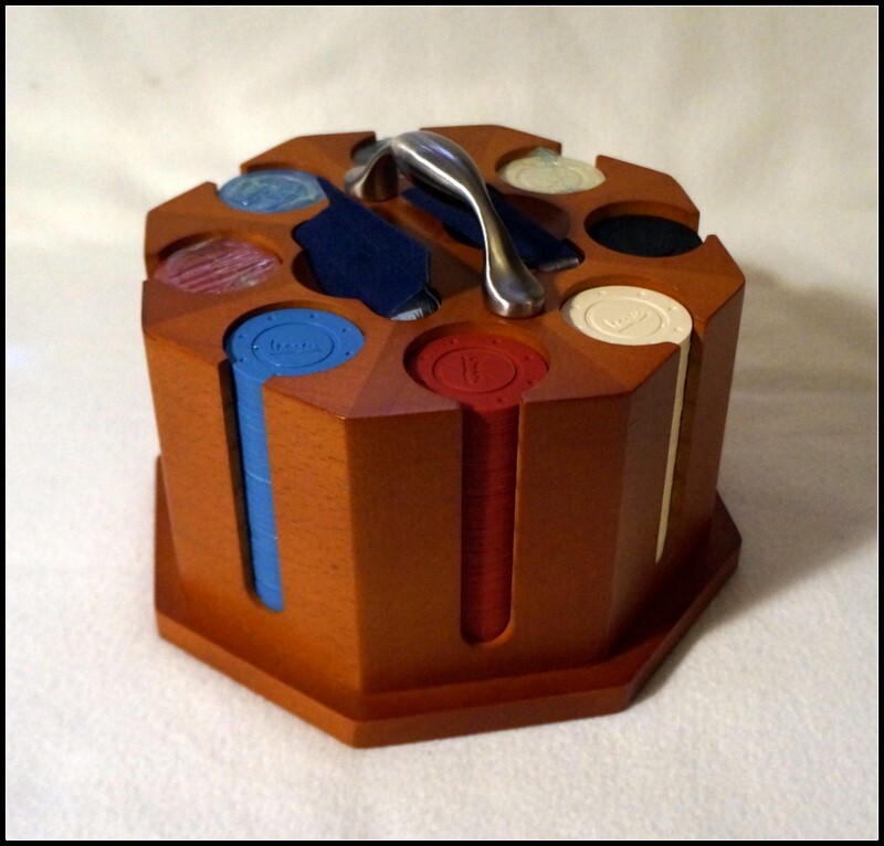 Michael Graves Design Poker Set MCM Style Wood Chip & Card Holder