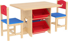 Set Tavolino E Sedie per Bambini 3-7 Anni, Tavolo per Bambini Con 2 Sedie E 4 Co