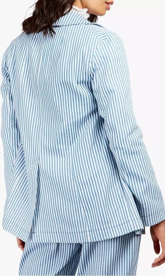 Blazer vaquero Somerset Alice Temperley a rayas doble botonadura talla UK 18 RRP 115 Foto 2 de 4