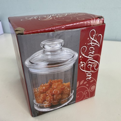 Acrylic Jar NEW in dented box Lid K-0826B Size: 3x3.75 (w/o lid) - Afbeelding 15 van 17