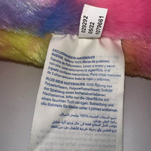 Build a Bear Workshop Rainbow Unicorn Plush 16” Tie-Dye BAB Holographic Hooves - Picture 6 of 13